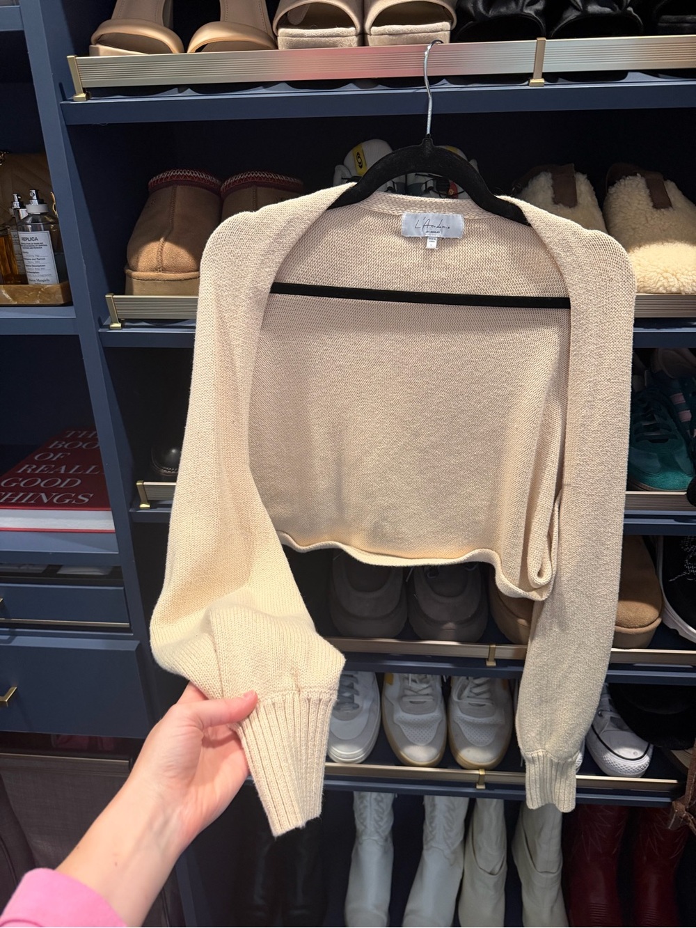 L'Academie Cream Cropped Knit Bolero Shrug